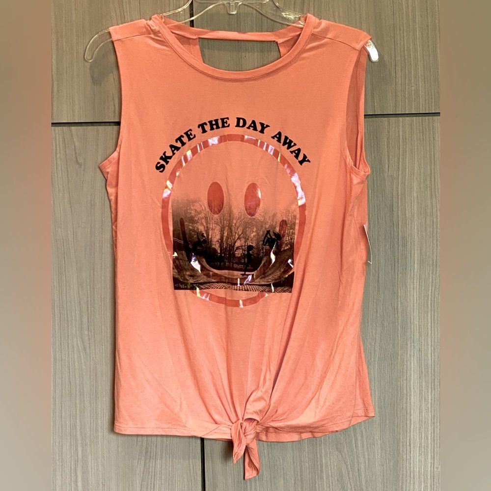 Old Navy 'Skate the Day Away' Graphic Tank Coral Size XL Youth